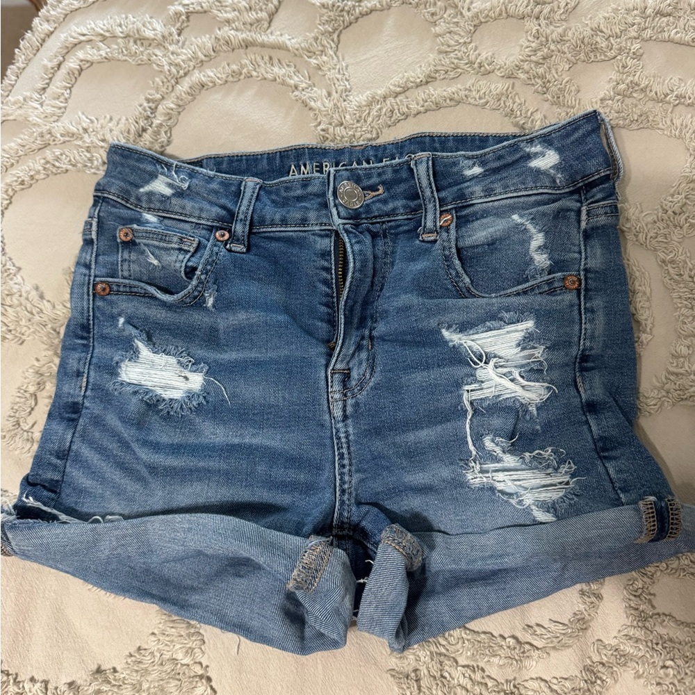 American Eagle Blue Distressed Jean Shorts